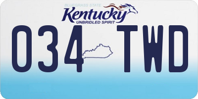 KY license plate 034TWD