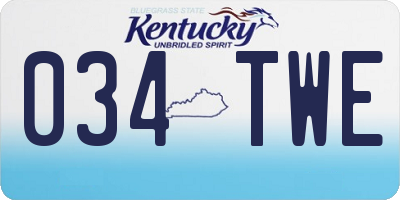 KY license plate 034TWE