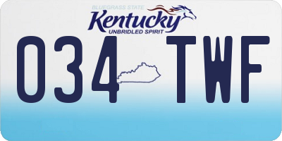 KY license plate 034TWF