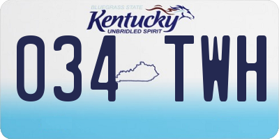 KY license plate 034TWH
