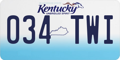 KY license plate 034TWI