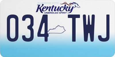 KY license plate 034TWJ