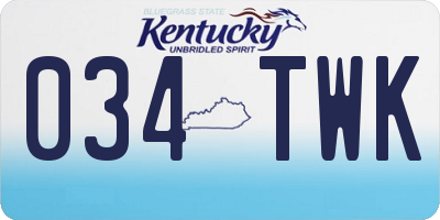 KY license plate 034TWK