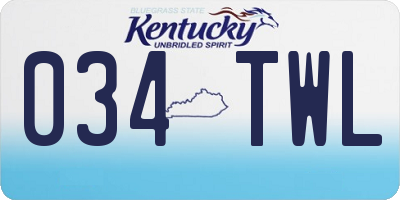 KY license plate 034TWL