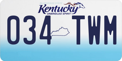 KY license plate 034TWM
