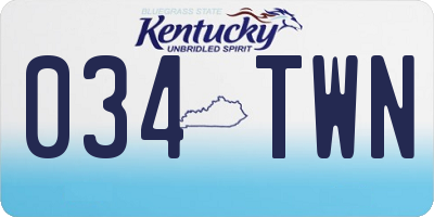 KY license plate 034TWN