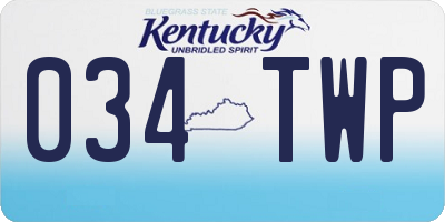 KY license plate 034TWP