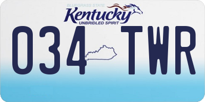 KY license plate 034TWR