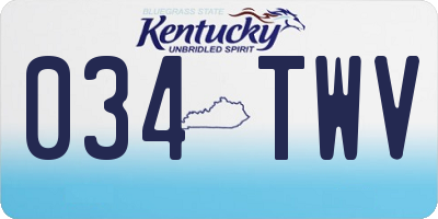 KY license plate 034TWV