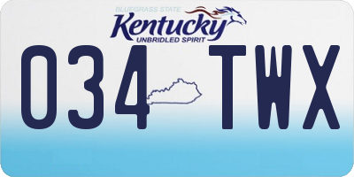 KY license plate 034TWX