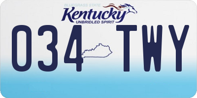 KY license plate 034TWY