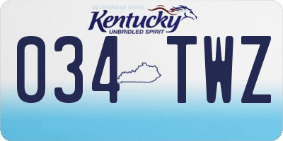 KY license plate 034TWZ