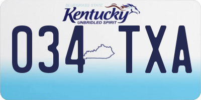 KY license plate 034TXA