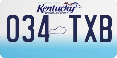 KY license plate 034TXB
