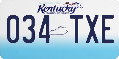 KY license plate 034TXE