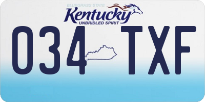 KY license plate 034TXF