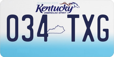 KY license plate 034TXG