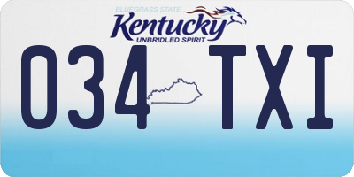 KY license plate 034TXI