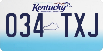 KY license plate 034TXJ