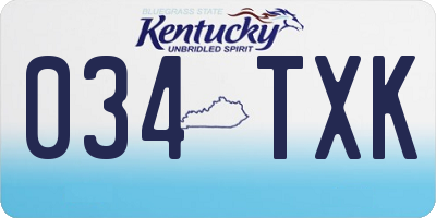 KY license plate 034TXK