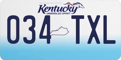 KY license plate 034TXL