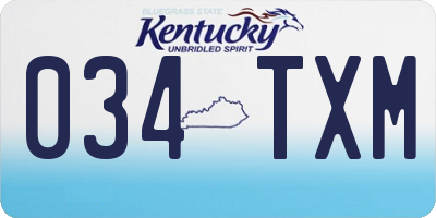 KY license plate 034TXM