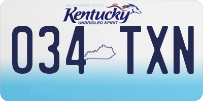 KY license plate 034TXN