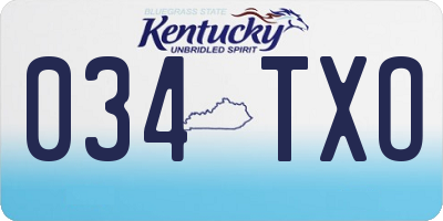 KY license plate 034TXO