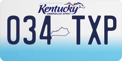 KY license plate 034TXP