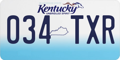 KY license plate 034TXR