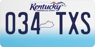 KY license plate 034TXS