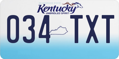 KY license plate 034TXT