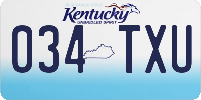 KY license plate 034TXU
