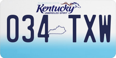 KY license plate 034TXW