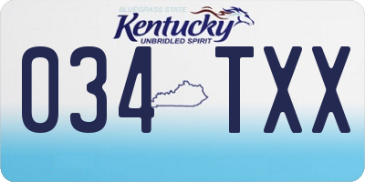 KY license plate 034TXX