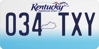 KY license plate 034TXY