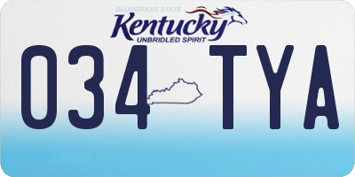 KY license plate 034TYA