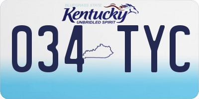KY license plate 034TYC