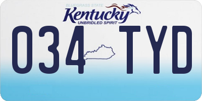 KY license plate 034TYD