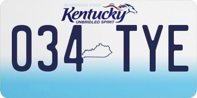 KY license plate 034TYE