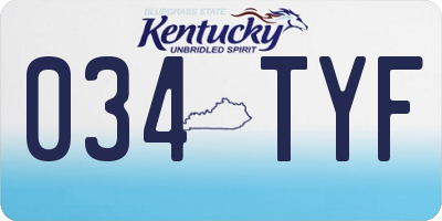 KY license plate 034TYF