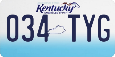 KY license plate 034TYG