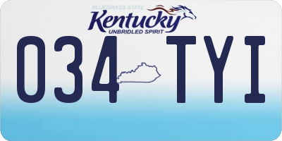 KY license plate 034TYI