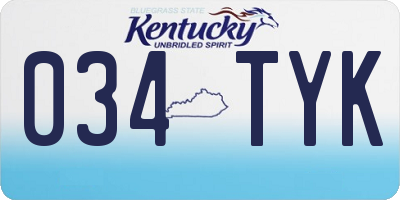 KY license plate 034TYK