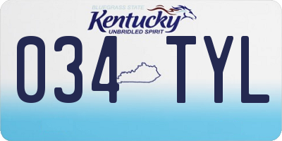 KY license plate 034TYL