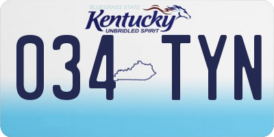 KY license plate 034TYN
