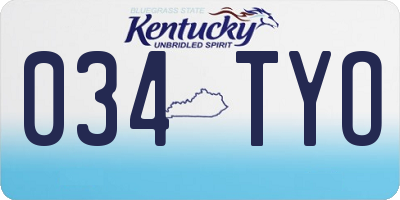 KY license plate 034TYO