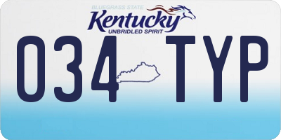 KY license plate 034TYP