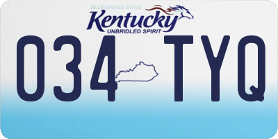 KY license plate 034TYQ