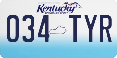 KY license plate 034TYR